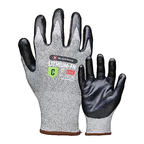 Image of Blackrock Lithium-FN Cut Resistant Safety Work Gloves ISO Cut Level C Flat Nitrile Palm Dry Grip EN388 4X43C 13 Gauge Liner - 10/XL