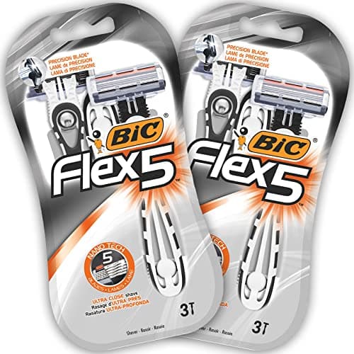 Image of BIC Flex 5 Disposable Men's 5-Blade Razors with Moveable Blades for a Close Shave, Solid Control, Pack of 6