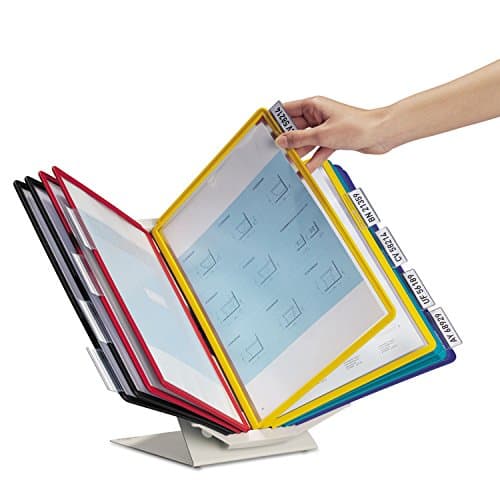 Image of Durable VARIO Display Panel Desk Unit - 10 Panels and Tabs in Assorted Colors - Perfect for Storing and Displaying Letter Size Documents