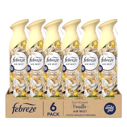 Image of Febreze Air Freshener Bathroom and Room Freshener Air Mist, 6 x 185ML VANILLA