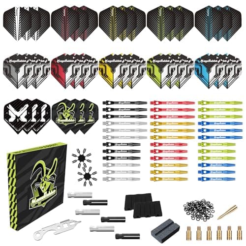 Image of MageRabbit Darts Aluminum Shafts Full Darts Accessories Kit (36 Flights, 36 AluminumShafts and Dart Tools),All In One Pack Dart Accessories,Premium Dart Parts & Replacement Set,For Soft/Steel Darts