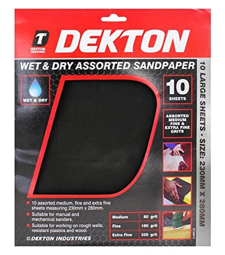 Image of Dekton Wet & Dry Assorted Sandpaper-10 Assorted Medium, Fine And Extra Fine Sheets| Measuring 230 x 280mm| Suitable For Manual, Mechanical Sanders| Suitable For Working On Rough Walls, Plastics, Wood
