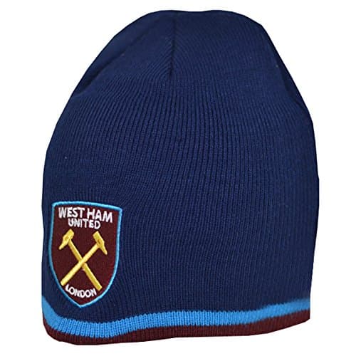 Image of Spot On Gifts Navy West Ham Stripe Beanie Hat