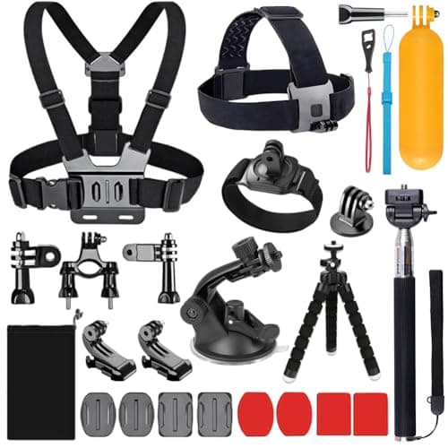 Image of YHTSPORT 20-In-1 for Gopro Accessories,Action Camera Accessory Kit for GoPro Hero Session Hero 13 12 11 10 9 8 7 6 5 4 3 SJ4000 Xiaomi Yi DBPOWER and Other Sports Cameras (20 in 1)