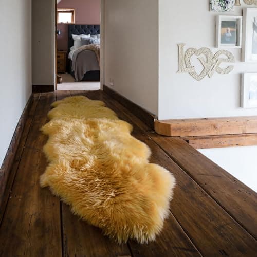 Image of Arthur Cameron Genuine Sheepskin Colourful Rugs (Double) (Mustard)