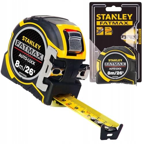 Image of Stanley ZSTA-0-33-504 STA033504 FatMax Autolock Pocket Tape 8m/26ft (Width 32mm) Pro 8 m/26 ft, Multi-Colour