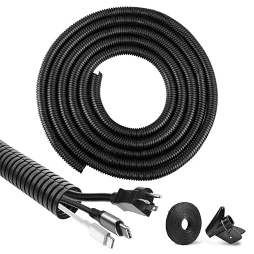 Image of Flexible Cable Conduit Split Corrugated Loom Tubing Black Plastic Wire Protector Sleeve Outdoor Underground Cable Ducting for Car, Garden, Electrical Wire (13mm×3m)