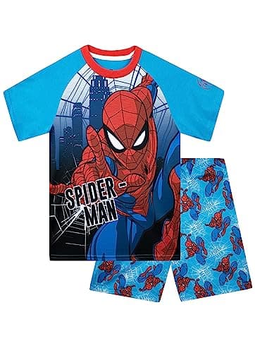 Image of Marvel Spiderman Pyjamas for Boys | Spider-Man Boys Short Pyjamas | 9-10 Years | Official Spiderman Merchandise Blue