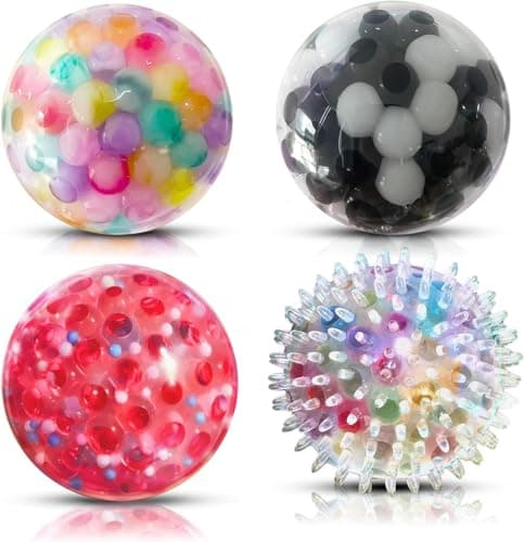 Image of ALMAH Stress Balls for Adults (4 Pack), Hand Exercise Balls, Hand Therapy Balls for Relax, Anxiety, Fidget, Tension and Stress