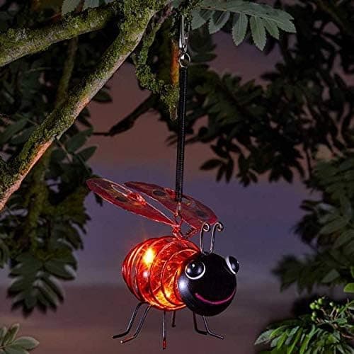 Image of Garden Mile LED Ladybird Hanging Solar Garden Lights Outdoor Waterproof Garden Decorations Hand Painted Metal Solar Outdoor Lights Perfect For Fairy Gardens Decorative Ornaments