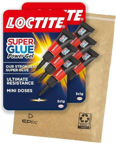 Image of Loctite Mini Trio Power Gel, Strong Super Glue Gel for Repairs, All Purpose Adhesive for Flexible Materials, Easy to Use Clear Glue, 3 x 1g x 2
