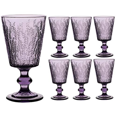 Image of Dibor Wine Glass Set of 6 - Purple Dishwasher Safe 295ml Goblets Alfresco Dining Glassware