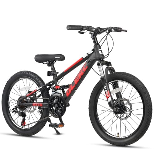 Image of Glerc Skyline kids mountain bike for boys girls, 20 inch bike for 6 7 8 9 10 11 12 years teenagers, 3 or 7 speed bike with front suspension & disc brakes & sturdy frame，black