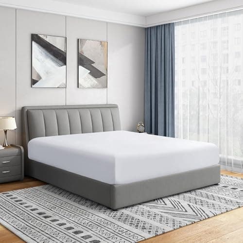 Image of DTEX HOMES Fitted Sheets 200 Thread Count Egyptian Cotton Extra Deep Pocket 40cm/16 inch Bed Sheets,Super King-White