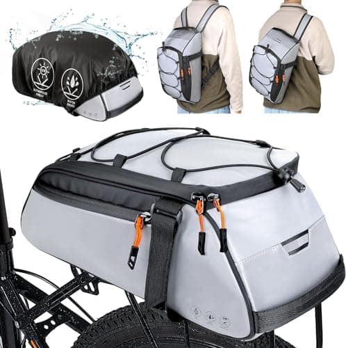 Image of Eyein Bike Rear Rack Bag, 10L Waterproof Reflective Bicycle Trunk Bag, Cycling Rear Seat Carrier Backseat Storage Luggage, Shoulder Strap for MTB E-Bike