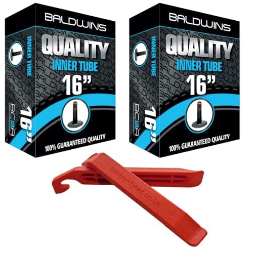 Image of Baldwins Bike Inner Tube 16 x 1.75 to 2.25 Schrader Valve & BALDY'S TYRE LEVER (Pack of 2)