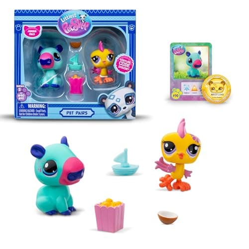 Image of Littlest Pet Shop Series 2 Pet Pairs 2 Pack (ONE SUPPLIED AT RANDOM) | Each Contains 2 LPS Mini Pet Toys 3 Accessories 1 Collector Card And 1 Virtual Code | Collectable Toys For Girls And Boys