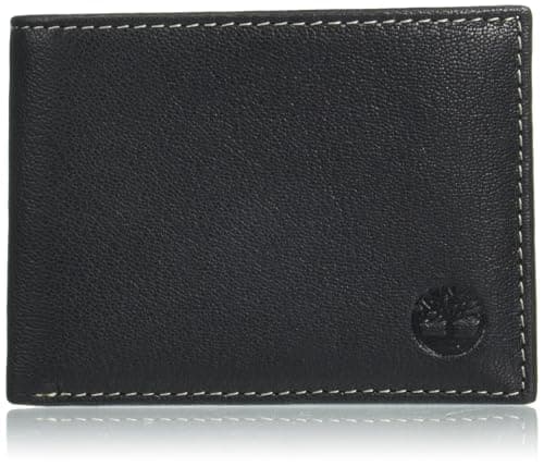 Image of Timberland Men's Leather Passcase Security RFID Wallet Billfold, Black, One Size