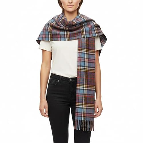 Image of BRAW CLANS TARTANS Lambswool Stole Extra Long Scarf for women - 100% pure wool - Oversized Wrap shawl - Scottish Tartan - Wedding, Mothers day gifts (Anderson)