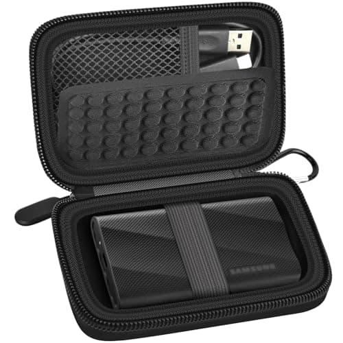 Image of Case Compatible with Samsung T9/ T7/ T7 Shield Portable SSD 1TB 2TB 4TB External Hard Drive, Storage Travel Carrying Holder Organizer for Solid State Drives & USB Cable (Box Only)-Black