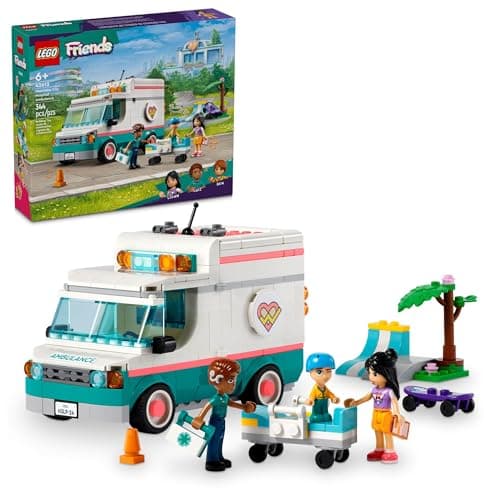 Image of LEGO Friends Heartlake City Hospital Ambulance Set with 3 Characters, Gift Idea for Kids, Girls and Boys Ages 6 Years and Up, Social-Emotional Toy, Medical Emergency Vehicle, Toy Ambulance, 42613