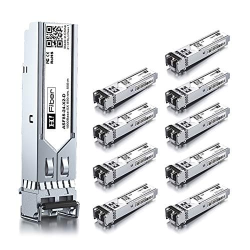 Image of 10 pack,1000BASE-SX SFP Transceiver,SFP to LC,1.25G Multimode module Compatible with Cisco GLC-SX-MM/GLC-SX-MMD, MA-SFP-1GB-SX, Ubiquiti UniFi UF-MM-1G,Mikrotik S-85DLC05D,Netgear AGM731F...