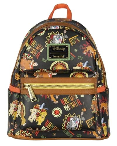 Image of Loungefly Disney Lion King Multi-Character Tribal Patterns Allover Print Mini Backpack, Multicolored, One Size