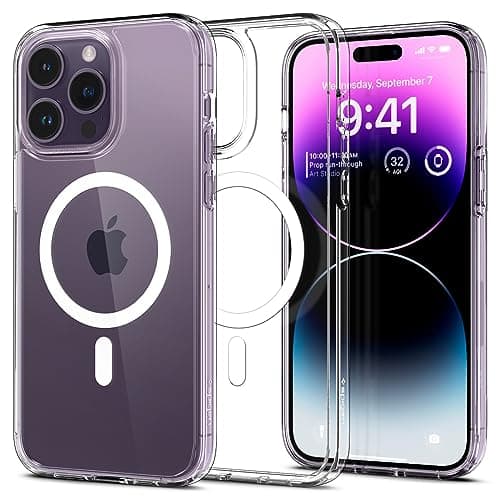 Image of Spigen Ultra Hybrid MagFit Case for iPhone 14 Pro, Compatible with MagSafe Accessories [Anti-Yellowing] [Military-Grade Drop Protection] - Clear White