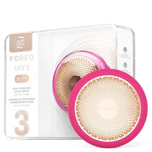 Image of FOREO UFO 3-5-in-1 Full Facial LED Mask Treatment - Deep Moisturiser - Anti Aging Face Mask Beauty - Thermotherapy - Cryotherapy - Face Massager - Fuchsia