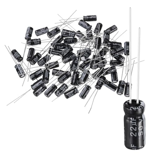 Image of sourcing map 60Pcs 22uF 50V 5x11mm Electrolytic Capacitor, 105C High Temp Radial Leads Aluminum Capacitors for TVs, LCD Monitor, VCD