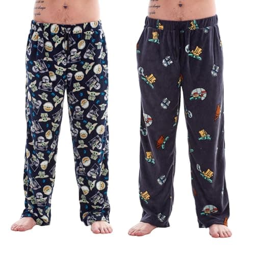Image of Keanu Pack of 2 Lounge Pants - Official Licensed Designs - Supersoft Fleece Pyjama Trouser Bottoms Night Wear (Mandalorian Pack - M)