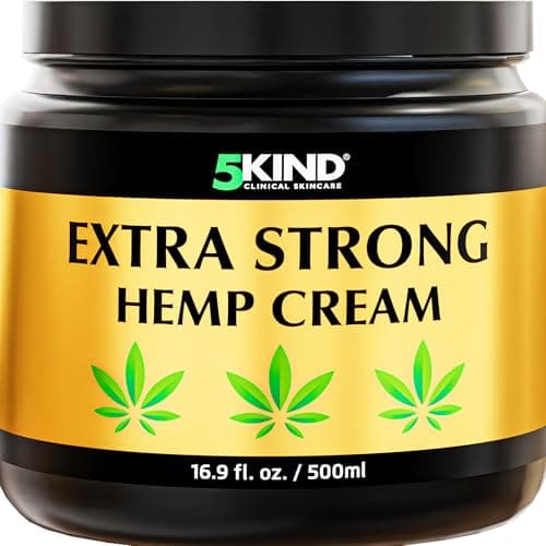 Image of 5kind Extra Strong Hemp Cream 500ml - High Strength Hemp Oil and Arinca Cream for Massaging Joints & Muscles, Lower Back, Feet, Knees, Neck & Shoulders - Infused with Natural Oils & Extracts