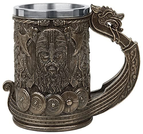 Image of Nemesis Now B4810P9 Bronze Drakkar Viking Tankard 15cm, Resin w. Stainless Steel