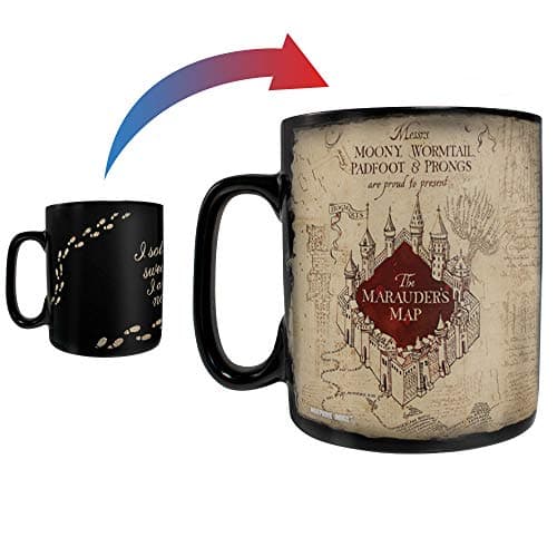 Image of Morphing Mugs Harry Potter - Marauders Map - I Solemnly Swear – 16 oz Large Ceramic Heat Sensitive Clue Mug – Full image revealed when HOT liquid is added