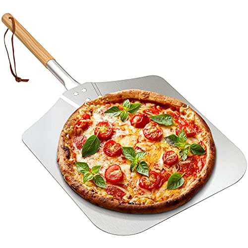 Image of onlyfire Large Aluminum Pizza Peel, with Wooden Handle, 12" x 14" for Baking Handmade Pizza, 28" Overall, for Any Outdoor Or Indoor Pizza Grill Oven