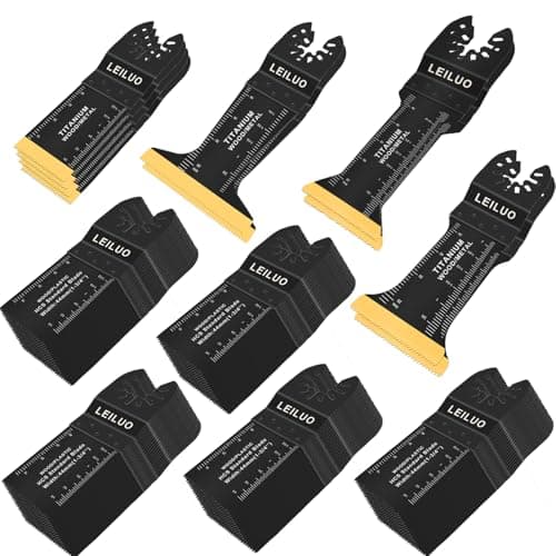 Image of LEILUO 110 Pcs Multitool Blades Titanium Extra-Long & Wide Oscillating Saw Blades for Wood Drywall Nails Universal Oscillating Tool Accessories with Storage Bag Compatible with DeWalt Makita and More