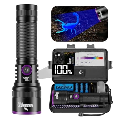 Image of Shadowhawk 365nm UV Torch With Filter Lens - 30W Black Light 4-Core Rechargeable Ultraviolet Flashlight, UV Light For Pet Urine Detection/Resin Curing/Rocks/Golf Ball Finder/Scorpion, With LCD Display