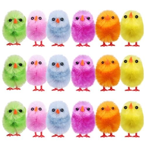 Image of Yardwe Easter Mini Chicks, 18 Pcs Fluffy Chicken Ornaments for Easter Egg Hunt Basket Fillers Home Party Decorations and Craft Supplies
