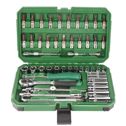 Image of Dawot 54pcs 1/4" Socket and Drive Tool Set Mechanics Tools Kit Sockets Set Metric Drive Socket Set, Drive Sizes with Plastic Toolbox