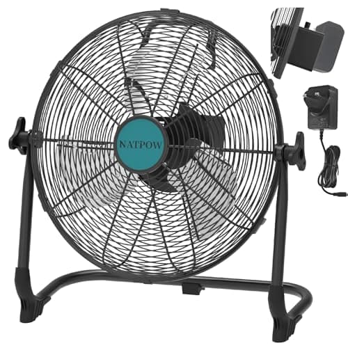 Image of NATPOW 12" Cordless Floor Fan Compatible with makita 18V Battery, Rechargeable Industria Fan, Gym Fan Battery Powered & AC Adapter, USB Charging Port for Outdoor Workshop Jobsite Garage (No Battery)