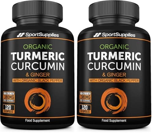 Image of Organic Turmeric Capsules High Strength and Black Pepper with Active Curcumin with Ginger 1380mg - Advanced Tumeric - Each 120 Veg Capsule is Organic (2 Capsules per Serving) (Pack of 2)
