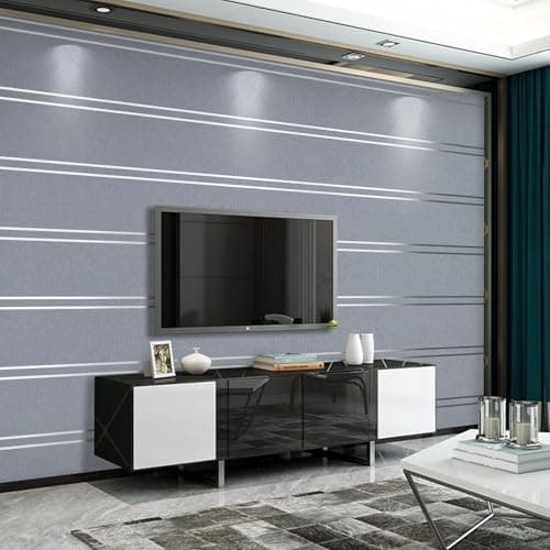Image of Trafagala Luxury Nordic Modern Dark Gray Horizontal and Vertical Stripes Embossed Non-Woven Wallpaper Living Room Bedroom Adults Background Hallway Lounge Kitchen Wallpaper