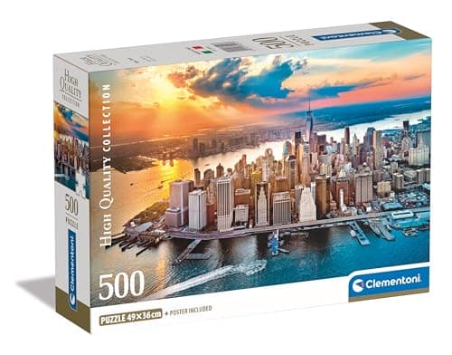 Image of Clementoni Jigsaw Puzzle Collection - New York 500 Pieces - Poster Included, Puzzle For Adults 14-99 Years, Gift For Men/Women, City, America, New York, Made In Italy, 35543