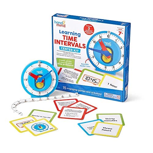 Image of Learning Resources Learning Intervals of Time Centre Kit 16 Games and Activities, NumberLine Clock for Kids Learning To Tell Time, Math Manipulatives for Telling Time, Analogue Clock (1 Pack)