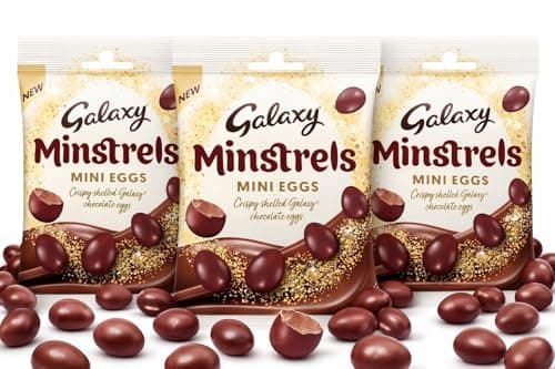 Image of 3 Packs Galaxy Minstrels Milk Chocolate Mini Eggs Bag 80g Perfect For Easter Egg Hunt Great Gift For Kids & Adults School Offices