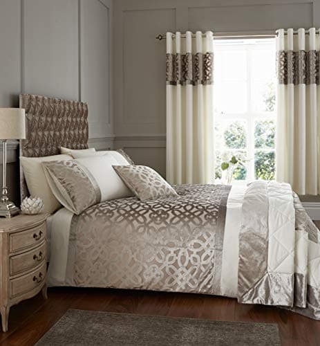 Image of Catherine Lansfield Lattice Cut Velvet Double Duvet Cover Set with Pillowcases Natural