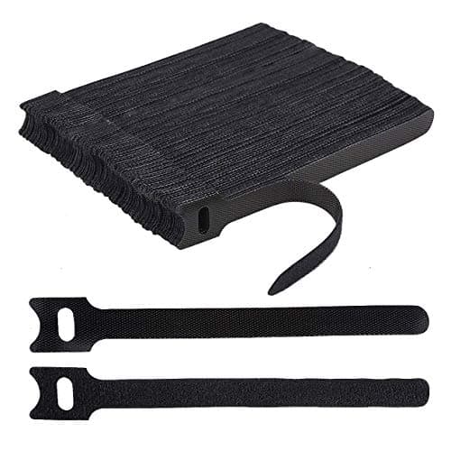 Image of 100 x Black Adjustable Reusable Cable Straps, Hook and Loop , Long Cable Ties
