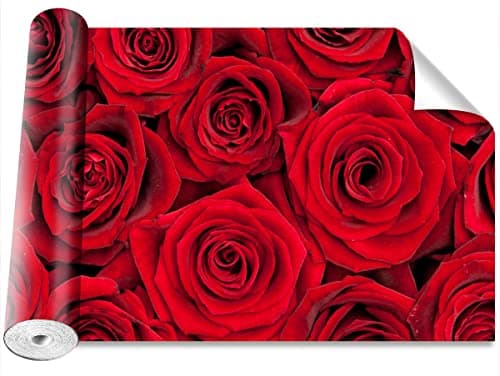 Image of Tulup Photo Wallpaper Mural Decoration 40.1x27.56 in/104x70 cm Wall Art for Living Room Kitchen Bedroom Wallpaper Roll - Red Roses