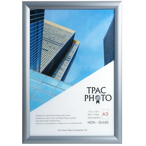Image of The Photo Album Company Limited | Snap Frame | A3 (30x42cm), Silver, Rectangular, Acrylic Front | Easy Change, Lightweight, Durable | Display Posters or Certificates