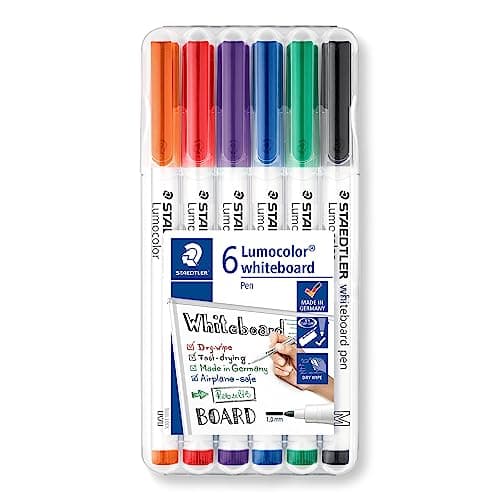 Image of STAEDTLER 301 WP6 Whiteboard Pens, Assorted Colour, Pack of 6